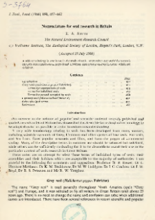 Nomenclature for seal research in Britain
