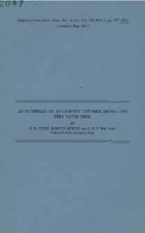 An outbreak of Malignant Catarrh among the P&egrave;re David Deer