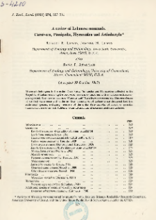 A review of Lebanese mammals. Carnivora, Pinnipedia, Hyracoidea and Artiodactyla