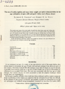 The use of tooth eruption and wear, body weight and antler characteristics in the age estimation of male wild and park Fallow deer (Dama dama)