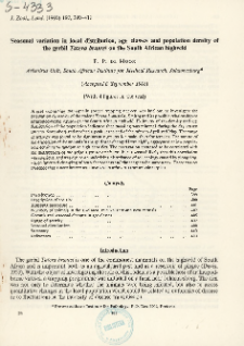 Seasonal variation in local distribution, age classes and population density of the gerbil Tatera brantsi on the South African highveld