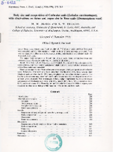 Body size and composition of Crabeater seals (Lobodon carcinophagus), with observations on tissue and organ size in Ross seals (Ommatopgoca rossi)