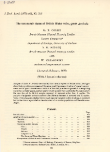 The taxonomic status of British Water voles, genus Arvicola