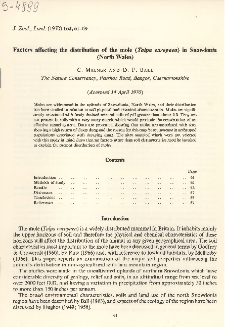 Factors affecting the distribution of the mole (Talpa europaea) in Snowdonia (North Wales)