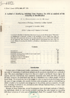 A method of identifying individual lions Panthera leo with an analysis of the reliability of identification