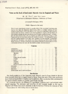 Notes on the food of feral mink Mustela vison in England and Wales