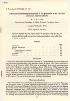 Genetically determined polymorphism of two peptidases in the Tuco-tuco (Ctenomys talarum talarum)