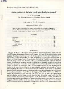 Species variations in the foetal growth rates of eutherian mammals