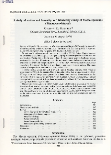 A study of oestrus and fecundity in a laboratory colony of Mouse opossums (Marmosa robinsoni)