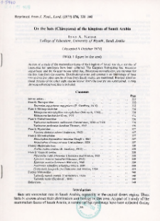 On the bats (Chiroptera) of the kingdom of Saudi Arabia