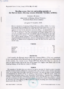 Breeding season, litter size and nesting mortality of the Harvest mouse, Micromys minutus (Rodentia: Muridae), in Britain