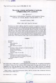 The ecology, structure and functions of social play in bighorn sheep (Ovis canadensis)