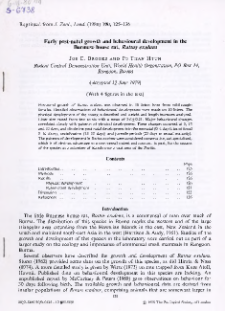 Early post-natal growth and behavioural development in the Burmese house rat, Rattus exulans