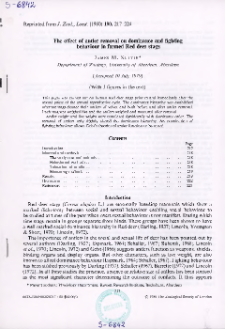 The effect of antler removal on dominance and fighting behaviour in farmed Red deer stags