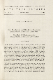 &Uuml;ber Morphologie und Biologie der Haselmaus (Muscardinus avellanarius L.) in Polen; Morfologia i biologia orzesznicy (Muscardinus avellanarius L.) w Polsce