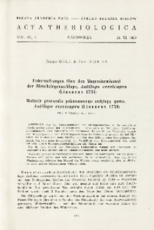 Untersuchungen &uuml;ber den Magendarmkanal der Hirschziegenantilope, Antilope cervicapra (Linnaeus 1758); Badanie przewodu pokarmowego antylopy garna, Antilope cervicapra (Linnaeus, 1758)