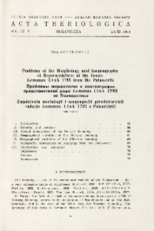 Problems of the morphology and zoogeography of representatives of the genus Lemmus Link 1795 from the Palaearctic; Zagadnienia morfologii i zoogeografii przedstawicieli rodzaju Lemmus Link 1795 z Palearktyki