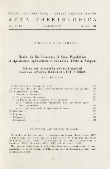Studies in the taxonomy of some populations of Apodemus sylvaticus (Linnaeus, 1758) in Bulgaria; Badania nad taksnomią niekt&oacute;rych populacji Apodemus sylvaticus (Linnaeus, 1758) z Bułgarii