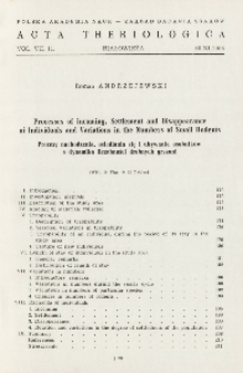 Processes of incoming, settlement and disappearance of individuals and variations in the numbers of small rodents; Procesy nachodzenia, osiedlania się i ubywania osobnik&oacute;w a dynamika liczebności drobnych gryzoni