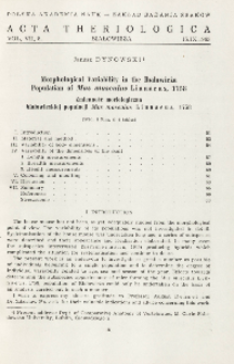 Morphological variability in the Białowieża population of Mus musculus Linnaeus, 1758; Zmienność morfologiczna białowieskiej populacji Mus musculus Linnaeus, 1758