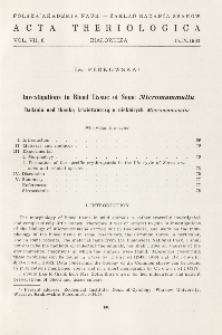 Investigations in blood tissue of some Micromammalia; Badania nad tkanką krwiotw&oacute;rczą u niekt&oacute;rych Micromammalia