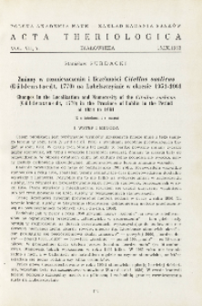 Zmiany w rozmieszczeniu i liczebności Citellus suslicus (G&uuml;ldenstaedt, 1770) na Lubelszczyźnie w okresie 1954-1961; Changes in the localisation and numerosity of the Citellus suslicus (G&uuml;ldenstaedt, 1770) in the province of Lublin in the period of 1954 to 1961