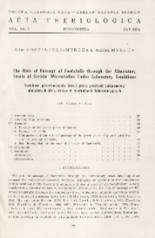The rate of passage of foodstuffs through the alimentary tracts of certain Microtidae under laboratory conditions; Szybkość przechodzenia treści przez przew&oacute;d pokarmowy niekt&oacute;rych Microtidae w warunkach laboratoryjnych