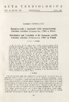 Rozmieszczenie i zmienność susła moręgowanego, Citellus citellus (Linnaeus, 1766) w Polsce; Distribution and variability of the European souslik, Citellus citellus (Linnaeus, 1766) in Poland