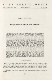 Energy values of body in small mammals