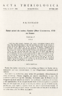 Statut actuel du castor, Castor fiber Linnaeus, 1758 en Frnace