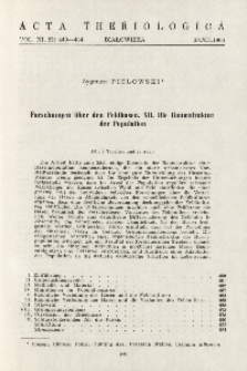 Forschungen &uuml;ber den Feldhasen. XII. Die Raumstruktur der Population