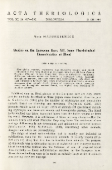 Studies on the European hare. XIV. Some physiological characteristics of blood