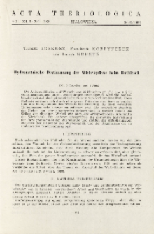 Hydrometrische Bestimmung der Wirbelgr&ouml;sse beim Rothirsch