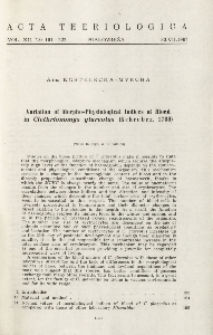Variation of morpho-physiological indices of blood in Clethrionomys glareolus (Schreber, 1780)