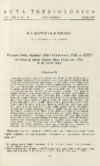 The European beaver ( Castor fiber Linnaeus, 1758) in the Soviet Union