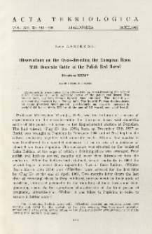 Bisoniana XXXIV. Observations on the cross-breeding the European bison with domestic cattle of the Polish red breed