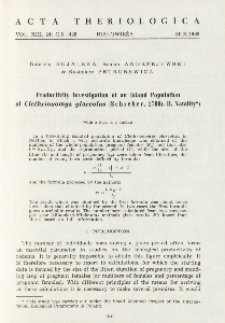 Productivity investigation of an island population of Clethrionomys glareolus (Schreber, 1780). II. Natality