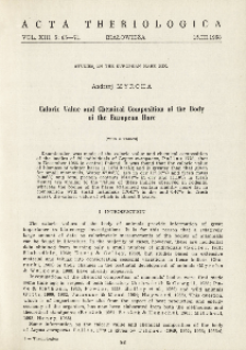 Studies on the european hare. XIX. Caloric value and chemical composition of the body of the European hare
