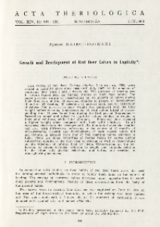 Growth and development of red deer calves in captivity