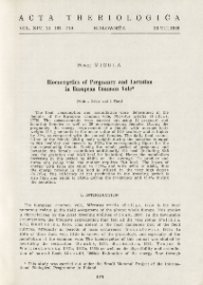Bioenergetics of pregnancy and lactation in European common vole