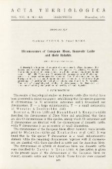 Bisoniana XLV. Chromosomes of European bison, domestic cattle and their hybrids