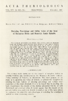 Bisoniana XLVII. Dressing percentage and utility value of the meat of European bison and domestic cattle hybrids