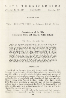 Bisoniana XLVIII. Characteristic of the skin of European bison and domestic cattle hybrids