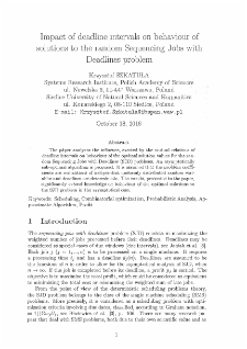 Impact of deadline intervals on behaviour of solutions to the random Sequencing Jobs with Deadlines problem