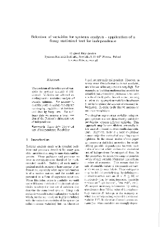 Selection of variables for systems analysis - application of a fuzzy statistical test for independence