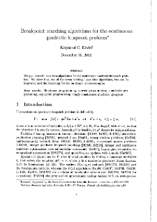 Breakpoint searching algorithms for the continuous quadratic knapsack problem