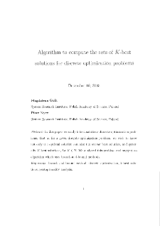 Algorithm to compute of sets of K - best solution for discrete optimization problem