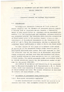 Contracted study agreement Reg/Pol/1 "Concepts and tools for strategic regional socio-economic change policy" : Study report, consisting of 3 parts. Part 1. Background methodologies : Estimation of investment lags and their impact on productive capital formation