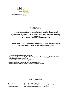 Analysis of Emissions’ Territorial Distribution for Individual Subcategories and Greenhouse Gases.Deliverable 1.2 * Analysis of emissions' territorial distribution for individual subcategories and greenhouse gases from industry and agriculture