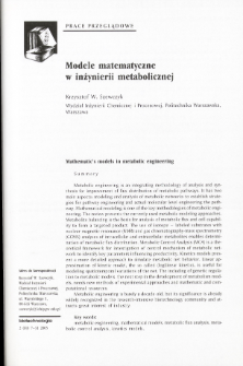 Modele matematyczne w inżynierii metabolicznej